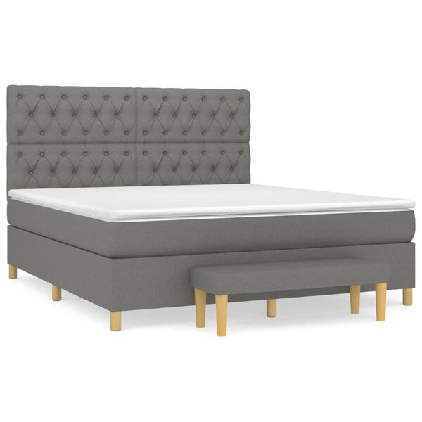 vidaXL Sommier &agrave; lattes de lit avec matelas Gris fonc&eacute; 160x200cm Tissu
