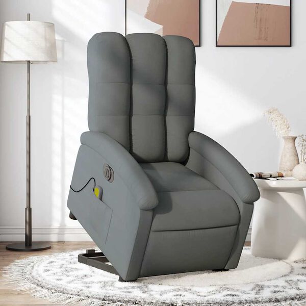 vidaXL Fauteuil inclinable de massage &eacute;lectrique Gris fonc&eacute; Tissu