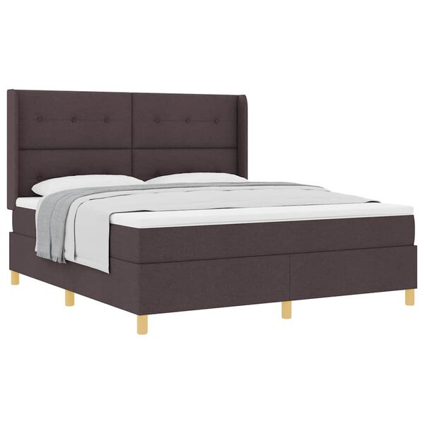 vidaXL Lit &agrave; Ressorts avec matelas Marron fonc&eacute; 180 x 200 cm tissu