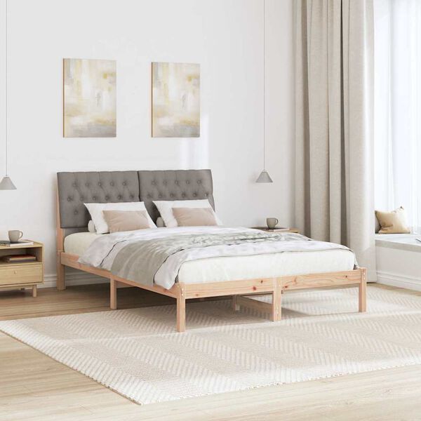 vidaXL Cadre de lit avec tête de lit Taupe 140 x 190 cm Pin massif