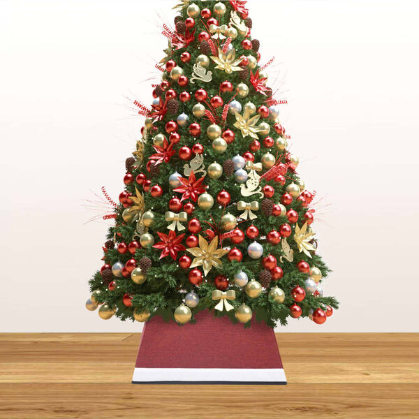 vidaXL Jupe de sapin de No&euml;l Rouge et blanc 48x48x25 cm