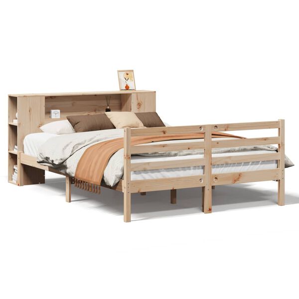 vidaXL Lit biblioth&egrave;que sans matelas 150x200 cm bois massif de pin