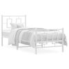 vidaXL Cadre de lit m&eacute;tal sans matelas avec pied de lit blanc 75x190cm