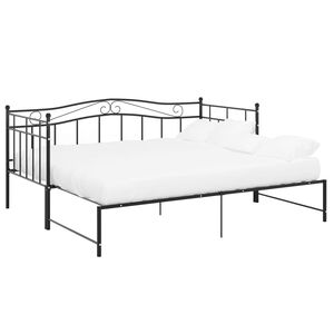 vidaXL Cadre de canap&eacute;-lit extensible sans matelas Noir M&eacute;tal 90x200cm