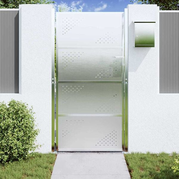 vidaXL Porte de Jardin Argent&eacute; 96 x 180 cm Acier inoxydable