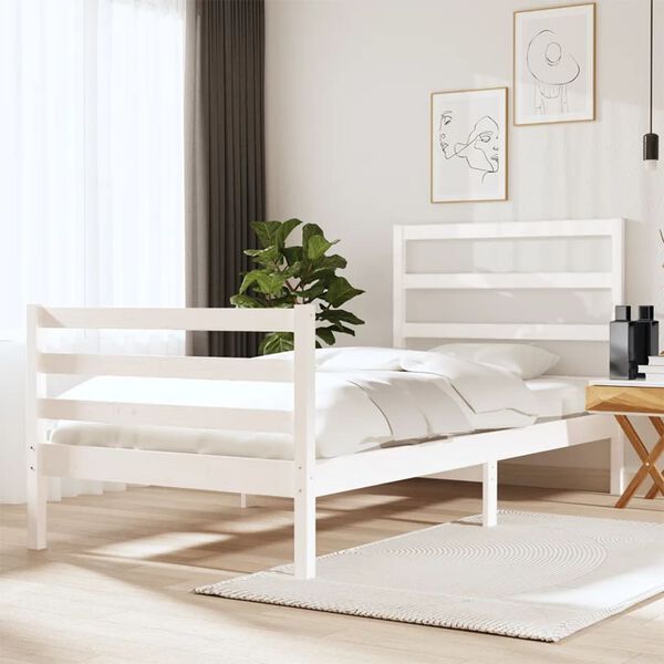vidaXL Cadre de lit sans matelas blanc 75x190 cm bois de pin massif