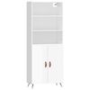 vidaXL Buffet haut Blanc brillant 69,5x34x180 cm Bois d'ing&eacute;nierie