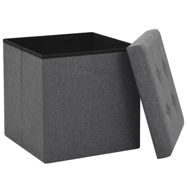 vidaXL Tabourets de rangement pliables lot de 2 gris foncé Faux lin
