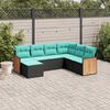 vidaXL Salon de jardin 7 pcs avec coussins noir r&eacute;sine tress&eacute;e