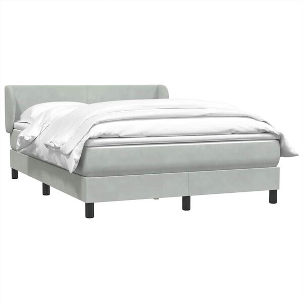 vidaXL Sommier &agrave; lattes de lit et matelas gris clair 160x220cm velours