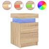 vidaXL Table de chevet avec lumi&egrave;res LED ch&ecirc;ne sonoma 35x39x55 cm