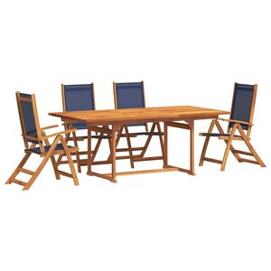 vidaXL Ensemble &agrave; manger de jardin 5pcs bois d'acacia solide textil&egrave;ne
