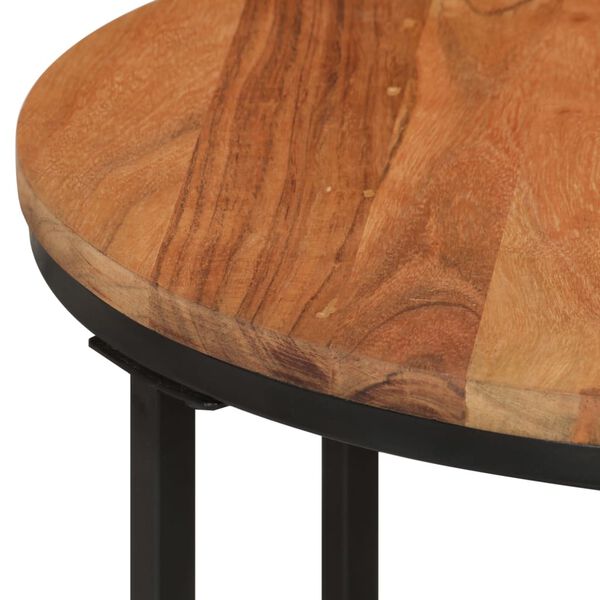 vidaXL Table basse 45x45x35 cm bois massif acacia et fer