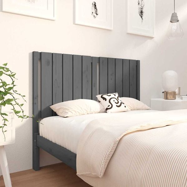 vidaXL T&ecirc;te de lit Gris 125,5x4x100 cm Bois massif de pin