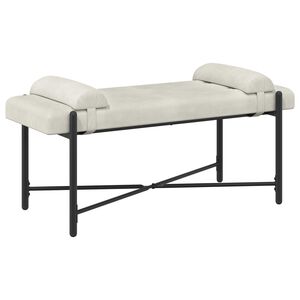 vidaXL Banc capitonn&eacute; &agrave; boutons avec coussins Cr&egrave;me 110 x 40 x 46 cm