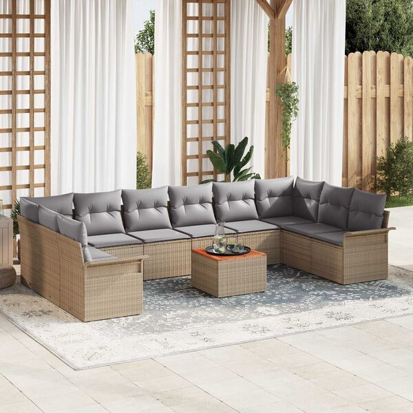 vidaXL Ensemble de canap&eacute; de jardin 11 pcs Beige et Gris clair