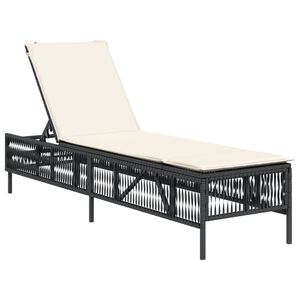 vidaXL Chaise longue avec coussin noir r&eacute;sine tress&eacute;e
