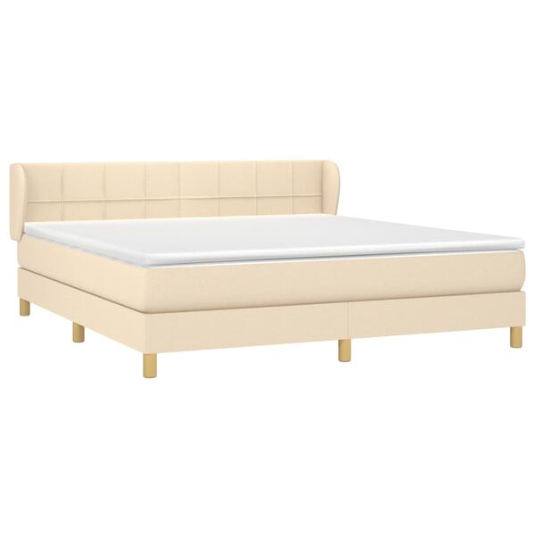 vidaXL Sommier &agrave; lattes de lit avec matelas Cr&egrave;me 180x200 cm Tissu