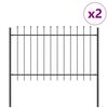 vidaXL Cl&ocirc;ture de jardin 2 pcs Gris 3,4 x 0,8 m Acier rev&ecirc;tu de poudre