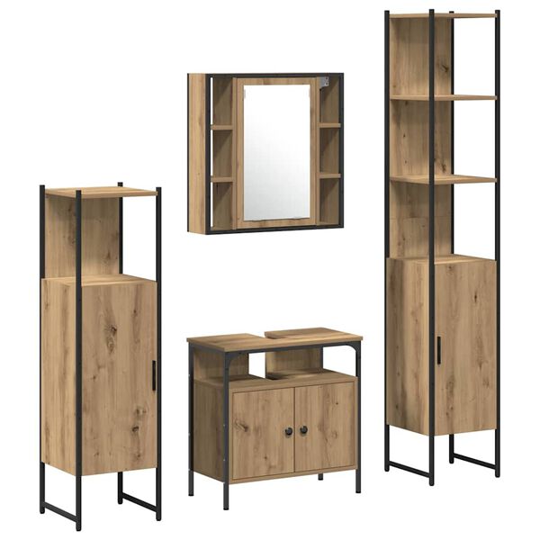 vidaXL Ensemble de mobilier de salle de bain 4 pcs Ch&ecirc;ne artisanal