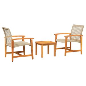 vidaXL Ensemble de bistro 3 pcs beige r&eacute;sine tress&eacute;e et bois d'acacia