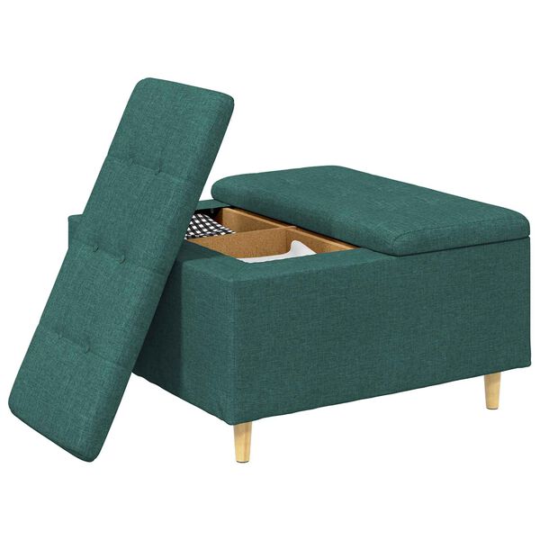 vidaXL Tabouret bouton avec coussin Vert fonc&eacute; 80 x 80 x 45 cm tissu