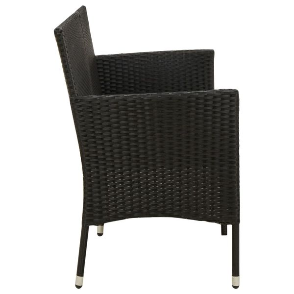 vidaXL Canapé de jardin à 3 places avec coussins noir résine tressée