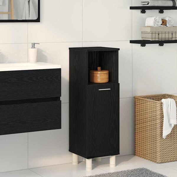 vidaXL Cabinet de salle de bain avec porte Ch&ecirc;ne noir 30 x 30 x 95 cm