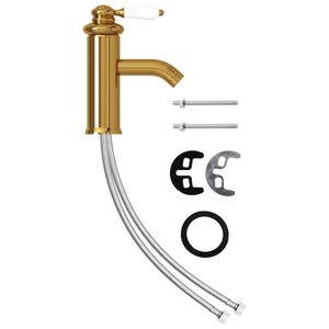 vidaXL Robinet de lavabo de salle de bain Dor&eacute; 130x180 mm