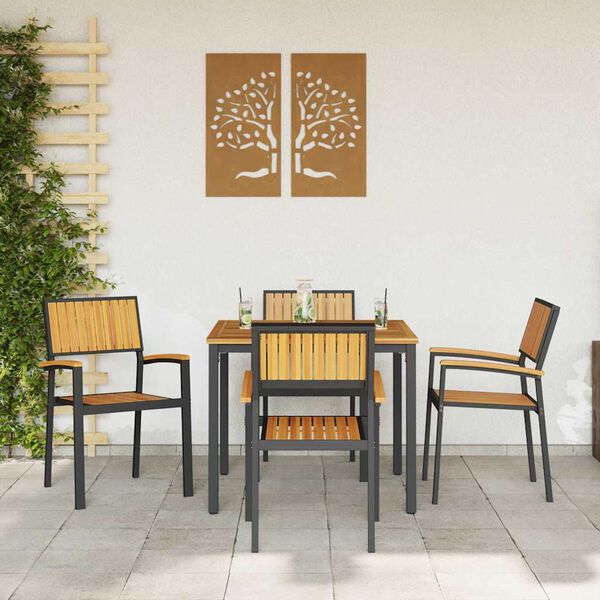 vidaXL Ensemble de salle à manger pour jardin 5 pcs Noir