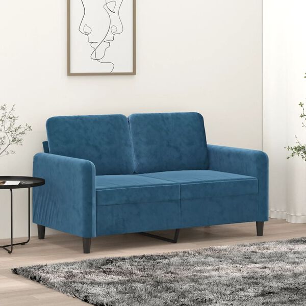 vidaXL Canap&eacute; &agrave; 2 places Bleu 120 cm Velours