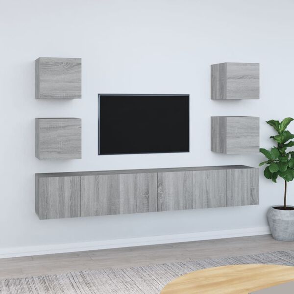 vidaXL Ensemble de meubles TV 7 pcs Sonoma gris Bois d'ing&eacute;nierie