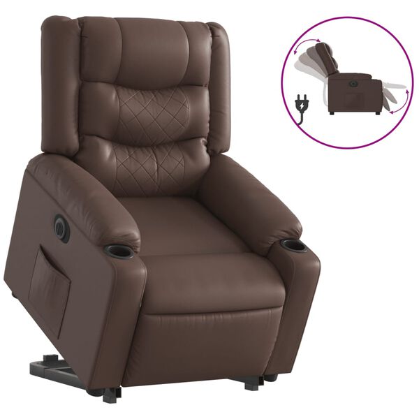 vidaXL Fauteuil inclinable &eacute;lectrique marron similicuir