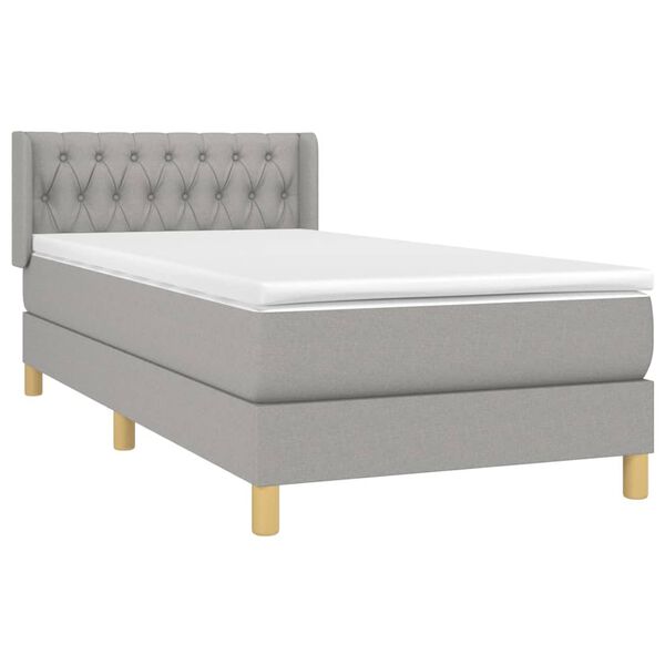 vidaXL Sommier &agrave; lattes de lit avec matelas Gris clair 90x200 cm Tissu