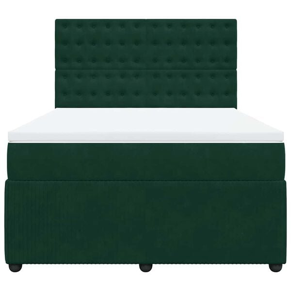 vidaXL Sommier &agrave; lattes de lit et matelas Vert fonc&eacute; 140x190cm Velours