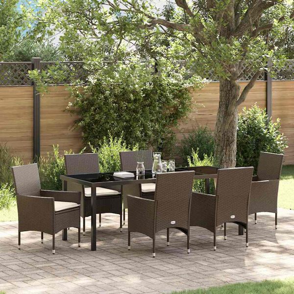 vidaXL Ensemble de salle &agrave; manger pour jardin 7 pcs Marron polyrotin