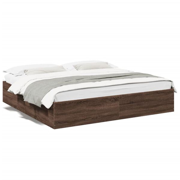 vidaXL Cadre de lit sans matelas ch&ecirc;ne marron 200x200 cm