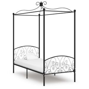 vidaXL Cadre de lit &agrave; baldaquin sans matelas noir m&eacute;tal 100x200 cm