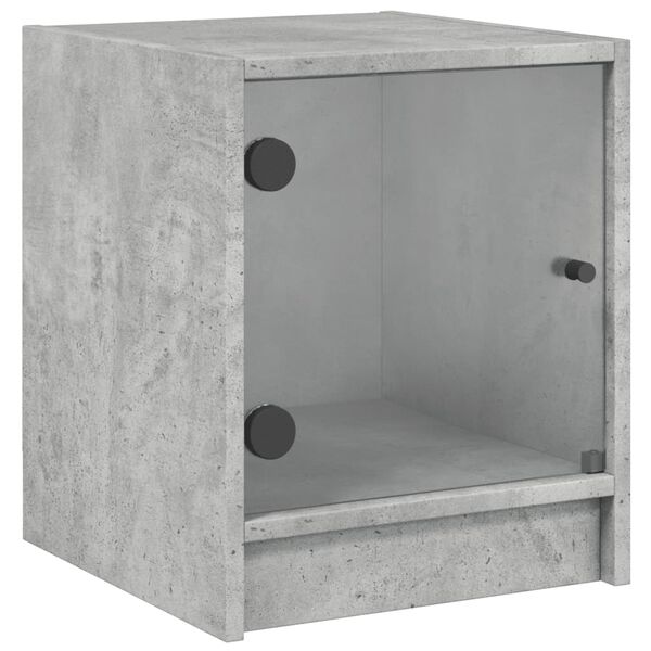 vidaXL Table de chevet avec porte en verre gris b&eacute;ton 35x37x42 cm