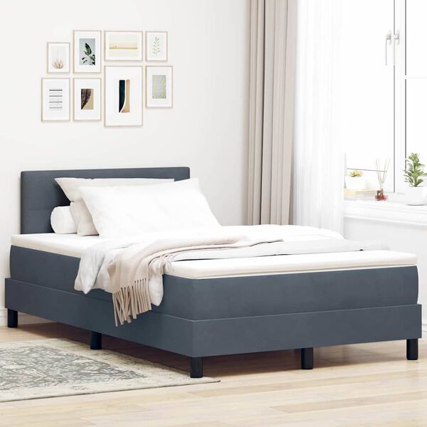 vidaXL Lit &agrave; ressorts avec matelas Gris fonc&eacute; 120 x 200 cm Velours