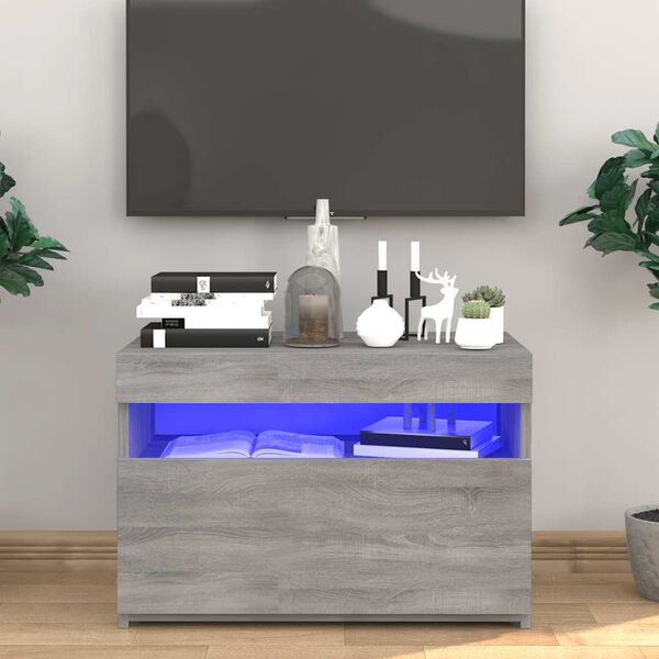 vidaXL Meuble TV avec lumières LED Sonoma gris 60x35x40 cm