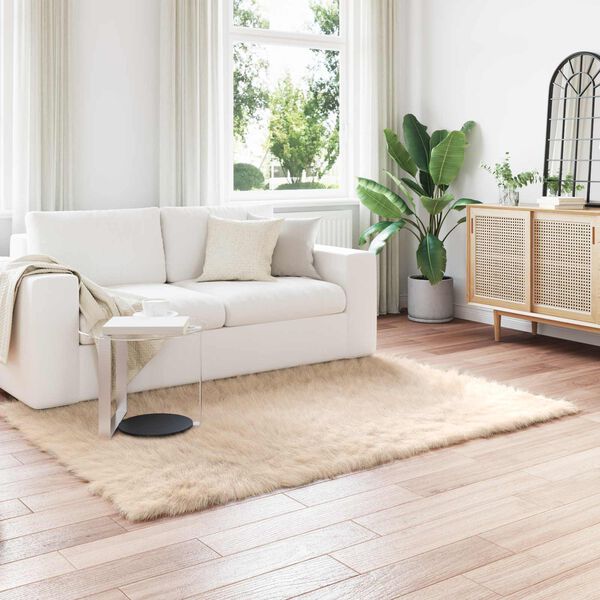 vidaXL Tapis en fausse Tafalla Beige 140 x 200 cm Polyester