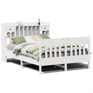 vidaXL Cadre de lit sans matelas blanc 140x190 cm bois de pin massif