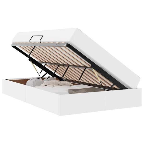 vidaXL Lit avec rangement et matelas avec matelas 2 pcs Blanc Cuir
