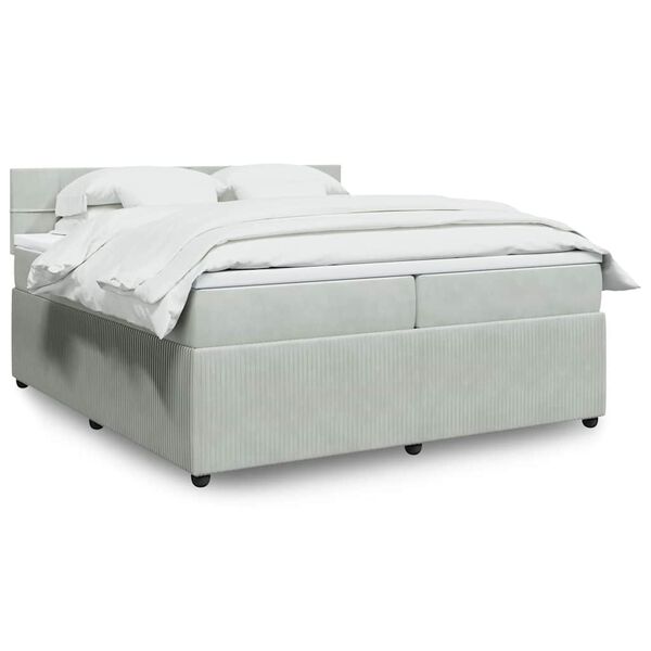 vidaXL Sommier &agrave; lattes de lit et matelas Gris clair 200x200cm Velours