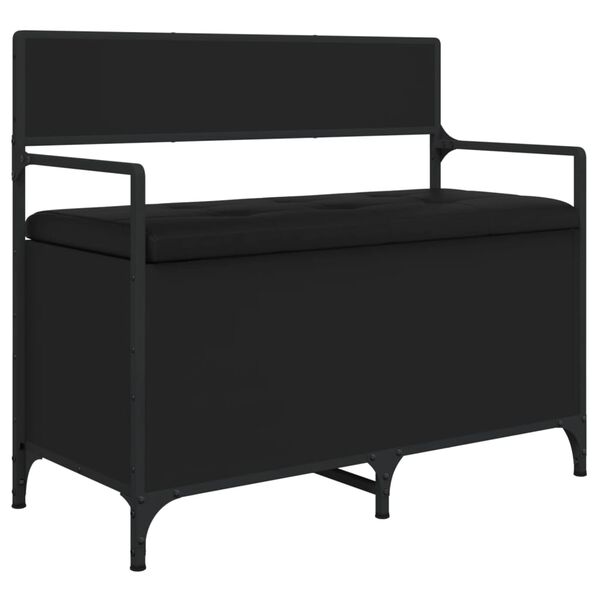 vidaXL Banc de rangement noir 85,5x42x73,5 cm bois d'ing&eacute;nierie
