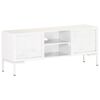 vidaXL Meuble TV Blanc 115x30x46 cm Bois massif de manguier