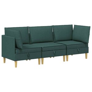 vidaXL Canap&eacute; modulaire avec rangement 3 pcs Vert fonc&eacute; Tissu