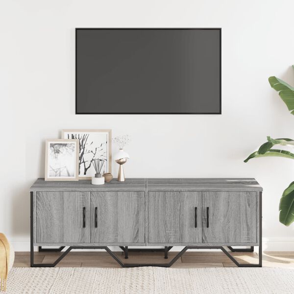 vidaXL Meuble TV sonoma gris 122x34x41 cm bois d'ing&eacute;nierie