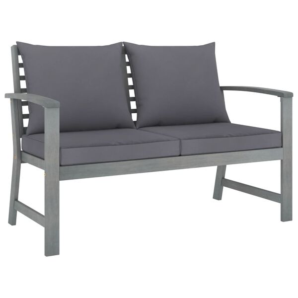 vidaXL Banc de jardin 120cm et coussin gris fonc&eacute; Bois solide d'acacia